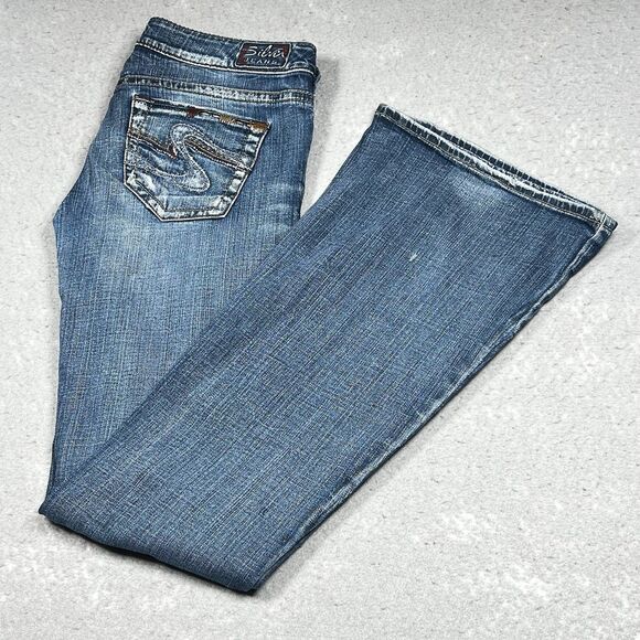 Silver Jeans Womens 29 Boot Cut Low Rise Dark Wash Denim Stretch Inseam 33 in - Picture 12 of 16